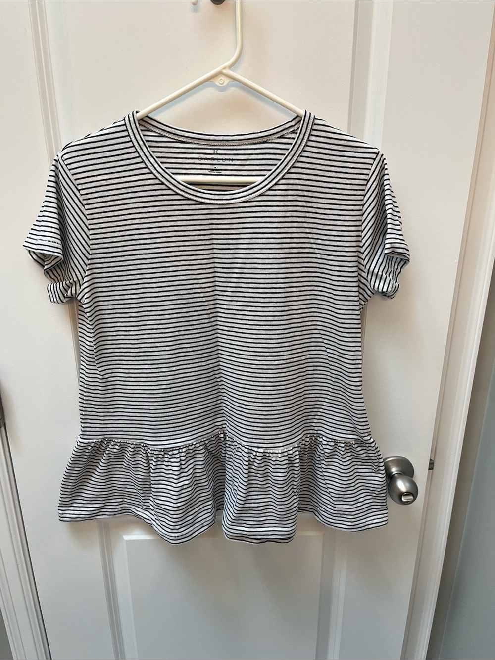 Caslon Black & White Striped Peplum Tee